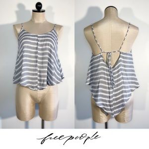 Free People Intimately | Blue Stripe Crop Top